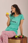 Sweet Moon Knit Cotton Pyjama Set - Lightviolet Aqua — thumbnail 5